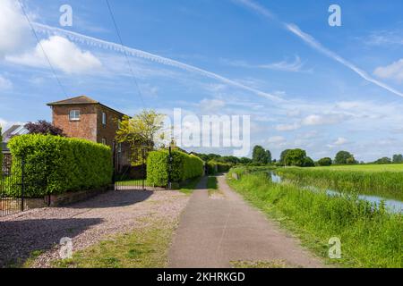 Creech Engine House à côté de Bridgwater et Taunton Canal et chemin de halage à Charlton, Creech St Michael, Somerset, Angleterre. Banque D'Images