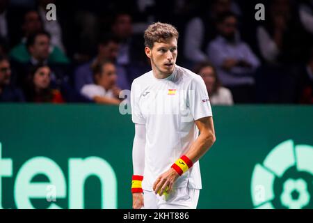 Pablo Carreno vu en action pendant l'Espagne contre la Croatie Jeux de 1/4 final de la coupe Rakuten Davis au Palacio de los Deportes Jose Maria Martin Carpena, à Malaga. Score final Espagne 0:2 Croatie Banque D'Images