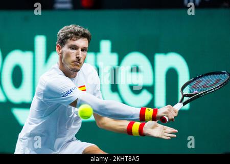 Pablo Carreno vu en action pendant l'Espagne contre la Croatie Jeux de 1/4 final de la coupe Rakuten Davis au Palacio de los Deportes Jose Maria Martin Carpena, à Malaga. Score final Espagne 0:2 Croatie Banque D'Images