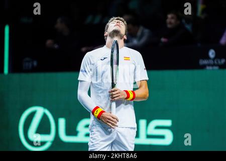 Pablo Carreno vu en action pendant l'Espagne contre la Croatie Jeux de 1/4 final de la coupe Rakuten Davis au Palacio de los Deportes Jose Maria Martin Carpena, à Malaga. Score final Espagne 0:2 Croatie Banque D'Images