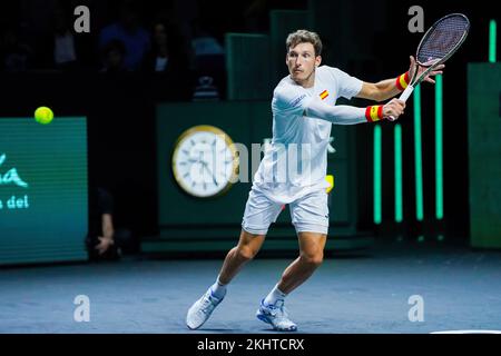 Malaga, Espagne. 23rd novembre 2022. Pablo Carreno vu en action pendant l'Espagne contre la Croatie Jeux de 1/4 final de la coupe Rakuten Davis au Palacio de los Deportes Jose Maria Martin Carpena, à Malaga. Score final Espagne 0:2 Croatie (photo de Francis Gonzalez/SOPA Images/Sipa USA) crédit: SIPA USA/Alay Live News Banque D'Images