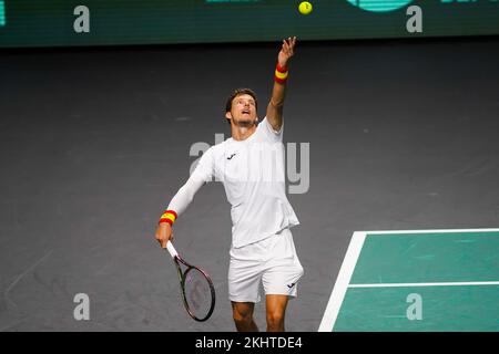 Malaga, Espagne. 23rd novembre 2022. Pablo Carreno vu en action pendant l'Espagne contre la Croatie Jeux de 1/4 final de la coupe Rakuten Davis au Palacio de los Deportes Jose Maria Martin Carpena, à Malaga. Score final Espagne 0:2 Croatie (photo de Francis Gonzalez/SOPA Images/Sipa USA) crédit: SIPA USA/Alay Live News Banque D'Images