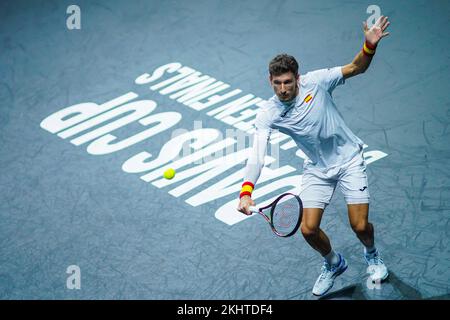 Malaga, Espagne. 23rd novembre 2022. Pablo Carreno vu en action pendant l'Espagne contre la Croatie Jeux de 1/4 final de la coupe Rakuten Davis au Palacio de los Deportes Jose Maria Martin Carpena, à Malaga. Score final Espagne 0:2 Croatie (photo de Francis Gonzalez/SOPA Images/Sipa USA) crédit: SIPA USA/Alay Live News Banque D'Images