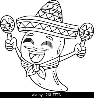 Cinco de Mayo Jalapeno avec Sombrero isolé Illustration de Vecteur