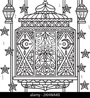 Ramadan Lantern Mandala coloriage page pour enfants Illustration de Vecteur