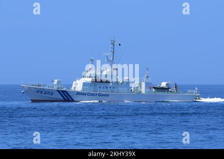 Préfecture de Kyoto, Japon - 25 juillet 2014 : Garde côtière japonaise Hotaka (PS-202), navire de patrouille de classe Tsurugi. Banque D'Images