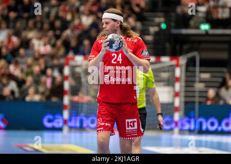 Aalborg, Danemark. 23rd novembre 2022. Mikkel Hansen (24) du Handball d'Aalborg vu dans le match de la Ligue des champions de l'EHF entre le Handball d'Aalborg et Nantes à la Sparekassen Danmark Arena d'Aalborg. (Crédit photo : Gonzales photo/Alamy Live News Banque D'Images