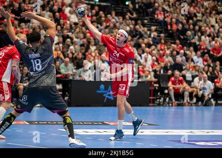 Aalborg, Danemark. 23rd novembre 2022. Mikkel Hansen (24) du Handball d'Aalborg vu dans le match de la Ligue des champions de l'EHF entre le Handball d'Aalborg et Nantes à la Sparekassen Danmark Arena d'Aalborg. (Crédit photo : Gonzales photo/Alamy Live News Banque D'Images