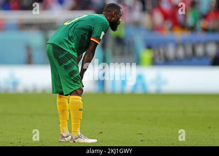 Al Wakrah, Qatar. 23rd novembre 2022. Nicolas Nkoulou do Camarões lors du match de la coupe du monde du Qatar 2022, groupe G, date 1, entre la Suisse et le Cameroun, joué au stade Al Janoub le 24 novembre 2022 à Al-Wakrah, Qatar. (Photo de PRESSINPHOTO/Sipa USA) crédit: SIPA USA/Alay Live News Banque D'Images