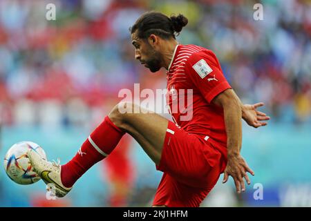 Al Wakrah, Qatar. 23rd novembre 2022. Ricardo Rodríguez da Suíça lors du match de la coupe du monde du Qatar 2022, groupe G, date 1, entre la Suisse et le Cameroun, joué au stade Al Janoub le 24 novembre 2022 à Al-Wakrah, Qatar. (Photo de PRESSINPHOTO/Sipa USA) crédit: SIPA USA/Alay Live News Banque D'Images