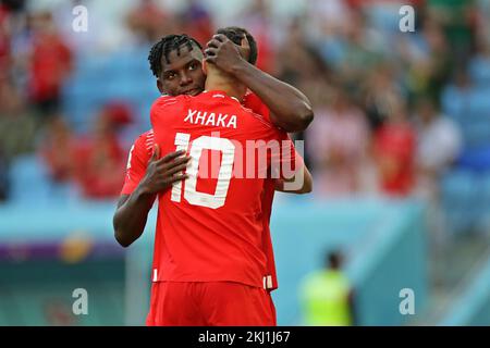 Al Wakrah, Qatar. 23rd novembre 2022. Breel Embolo da Suíça lors du match de la coupe du monde du Qatar 2022, groupe G, date 1, entre la Suisse et le Cameroun joué au stade Al Janoub le 24 novembre 2022 à Al-Wakrah, Qatar. (Photo de PRESSINPHOTO/Sipa USA) crédit: SIPA USA/Alay Live News Banque D'Images