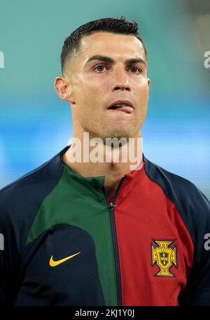 Cristiano Ronaldo, Portugal, en avance sur le match H de la coupe du monde de la FIFA, au stade 974 de Doha, au Qatar. Date de la photo: Jeudi 24 novembre 2022. Banque D'Images