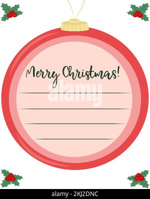 Joyeux noël carte postale isolé décoration de noël sur blanc Banque D'Images