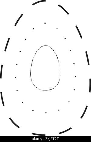 Traçage de forme ovale symbole, pointillé et pointillé élément de ligne brisée pour les enfants d'âge préscolaire, maternelle et Montessori préécrivant, dessinant et coupant prat Illustration de Vecteur