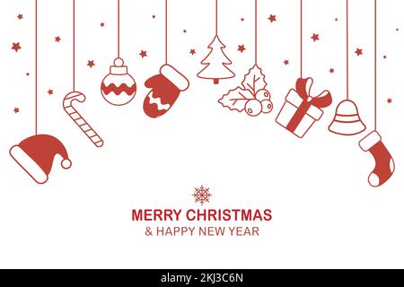 Joyeux noël à la main décoration d'arrière-plan éléments sont dans un arc de dessus Illustration de Vecteur