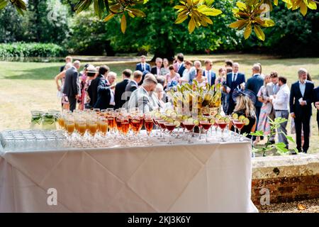 Cocktails prêts à servir aux invités de la fête du jardin Banque D'Images