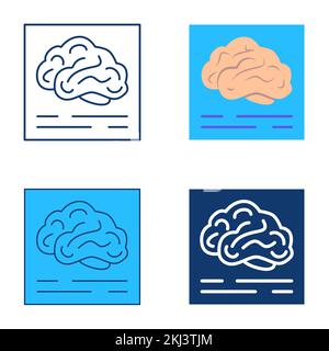 Icône Neurology définie en mode plat et ligne. Symbole de vérification du cerveau humain. Illustration vectorielle Illustration de Vecteur