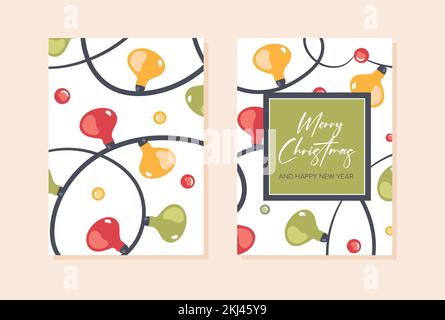 Modèles artistiques universels modernes. Cartes et invitations pour les fêtes d'entreprise de Noël. Illustration de Vecteur