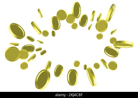 Ensemble vide de 3D pièces d'or. Modèle rond de pièces d'or en rotation dans différentes positions.argent d'or pour les jeux de jeu de conception, jackpot, banque ou fina Illustration de Vecteur