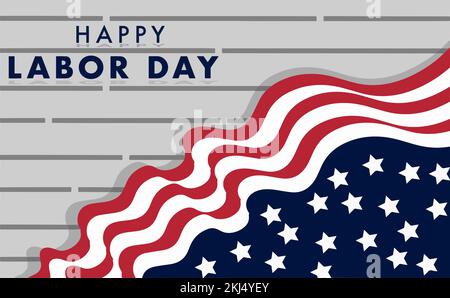 Une bannière des fêtes « Happy Labor Day » sur le drapeau national américain Illustration de Vecteur