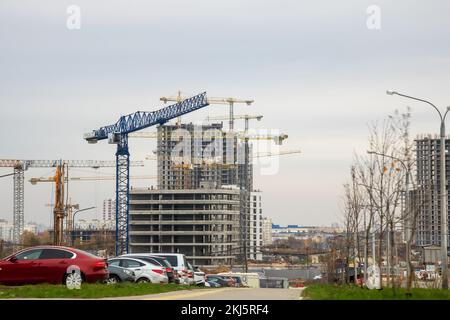 Bélarus, Minsk - 20 octobre 2022 : chantier de construction de minsk, gros plan sur le monde Banque D'Images