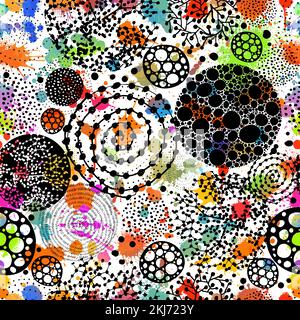 Cercles graphiques sans couture avec touches colorées. Illustration vectorielle Illustration de Vecteur