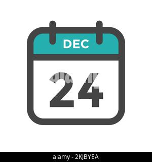 24 décembre jour calendaire ou Date calendrier pour l'échéance et le rendez-vous Illustration de Vecteur