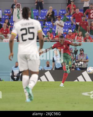 24th novembre 2022 : Qatar, Doha. Coupe du monde de football QATAR 2022: Portugal vs Ghana au stade 974, Ronaldo, J.FELEX & R Ledo chacun un but du Portugal et A.Ayew et O.Bukari chacun un but du Ghana. Credit: Seshadri SUKUMAR/Alamy Live News Banque D'Images