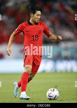 DOHA - Kang-in Lee de la République de Corée pendant la coupe du monde de la FIFA, Qatar 2022 groupe H match entre l'Uruguay et la Corée du Sud au stade de la ville d'éducation sur 24 novembre 2022 à Doha, Qatar. AP | Dutch Height | MAURICE DE PIERRE crédit: ANP/Alay Live News Banque D'Images