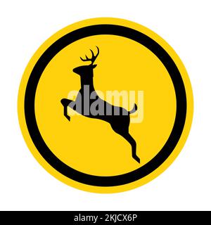 Panneau Deer Crossing sur fond blanc Illustration de Vecteur