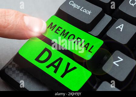 Écriture affichant le texte Memorial Day. Internet concept pour honorer et rappeler ceux qui sont morts dans le service militaire Banque D'Images