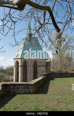 Historique médiéval Magdalenenkapelle, chapelle de Magdalenen, sur les rives de l'Elbe, dans la vieille ville de Magdebourg en Allemagne Banque D'Images