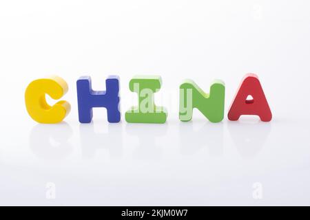 Le mot Chine écrit avec des blocs de lettres colorés Banque D'Images