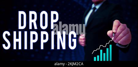 Légende conceptuelle Drop Shipping, approche commerciale pour envoyer des marchandises d'un fabricant directement à un client plutôt qu'au détaillant Banque D'Images