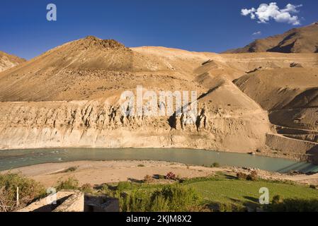 Paysages du village de Purne en route pour Padam Zanskar de Manali Banque D'Images