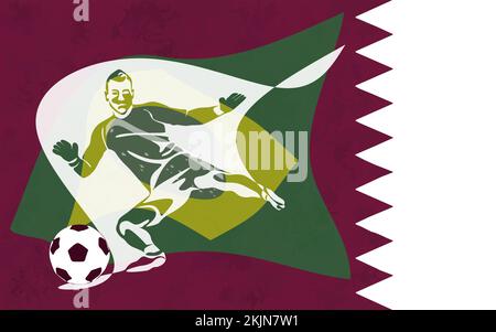 Joueur de football qui a tiré une illustration vectorielle de silhouette de balle Illustration de Vecteur