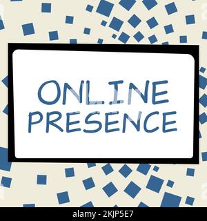 Signature manuscrite présence en ligne. Concept signification existence de quelqu'un qui peut être trouvé par une recherche en ligne Banque D'Images