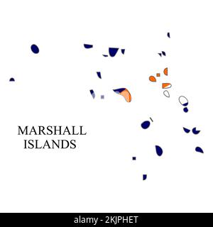 Illustration vectorielle de la carte des Îles Marshall. Économie mondiale. Pays célèbre. Océanie. Île polynésienne. Micronésien Illustration de Vecteur