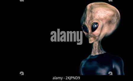 Gray Alien et extraterrestre. Rendu 3D haute résolution extrêmement détaillé et réaliste Banque D'Images