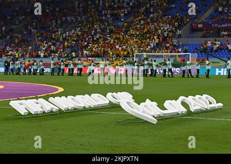 Qatar. 24th novembre 2022. Doha, Katar. 24th novembre 2022. Logo Edge, lettrage de la coupe DU MONDE de la FIFA QATAR 2022 sur le terrain avant le coup d'envoi. Portugal (por) - Ghana (GHA) 3-2 Groupe Stage Groupe H sur 24.11.2022, Stade 974 coupe du monde de football 2022 au Qatar à partir de 20,11. - 18.12.2022 ? Credit: dpa/Alamy Live News Credit: dpa Picture Alliance/Alamy Live News Banque D'Images
