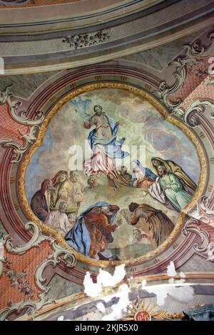 Ascension du Christ, fresque au plafond de l'église paroissiale de Saint Nicholas à Hrascina, Croatie Banque D'Images