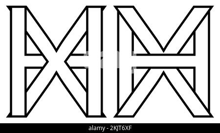 Logo signe hx xh icône, nft lettres entrelacées x h Illustration de Vecteur