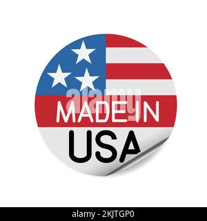 Fabriqué aux États-Unis étiquette autocollant rond Illustration de Vecteur