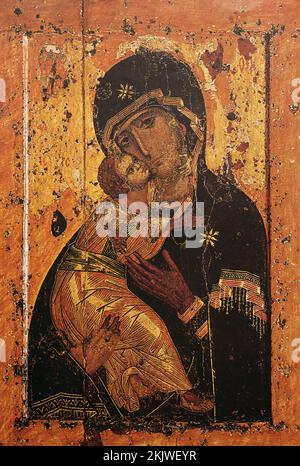 La Vierge de Vladimir connue sous le nom de mère de Dieu de Vladimir, et Théotokos de Vladimir, est Une icône byzantine de 12th-siècle. Est l'une des plus importantes sur le plan culturel Banque D'Images