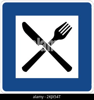 Panneau du restaurant Autobahn, panneaux de service, panneaux de signalisation Allemagne Illustration de Vecteur