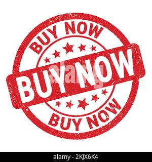 ACHETER MAINTENANT texte écrit sur le timbre rouge grungy signe. Banque D'Images