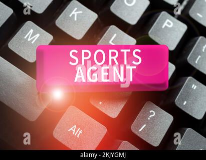 Agent sportif d'affichage conceptuel. La personne responsable de l'approche commerciale gère le recrutement afin d'embaucher les meilleurs joueurs sportifs pour une équipe Banque D'Images