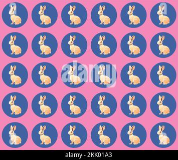 Motif minimaliste sans couture avec lapin noir, clipart vectoriel Illustration de Vecteur