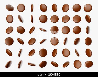 Bonbons bruns sous de nombreux angles isolés sur fond blanc Banque D'Images