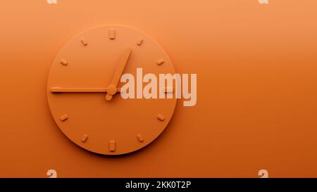 Une horloge orange minimale isolée sur fond orange Banque D'Images